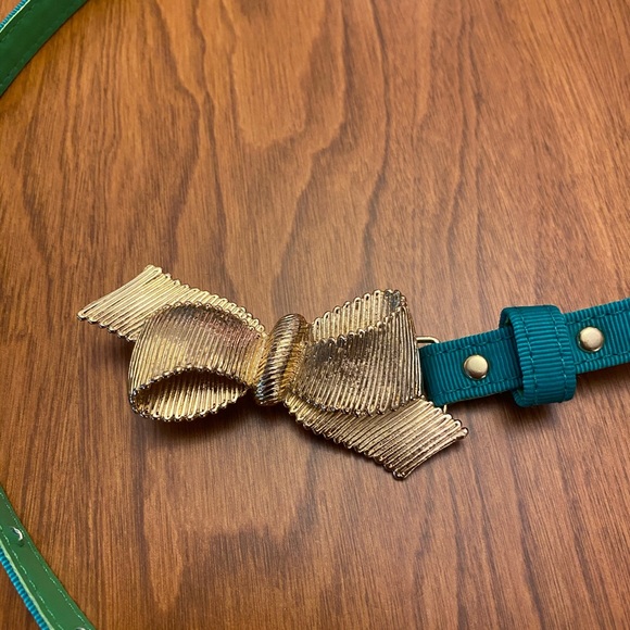 Lilly Pulitzer Grosgrain green belt gold bow M/L - Picture 1 of 13